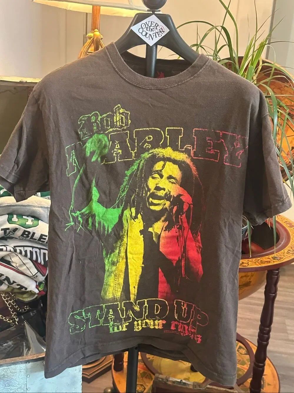 Vintage Bob Marley "Stand Up for Your Rights" Zion Rootswear Brown Short Sleeve
